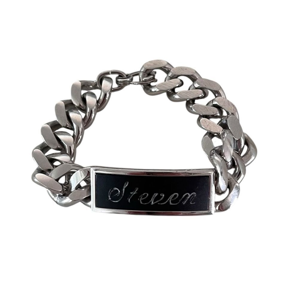 Speidel Vintage Men’s Heavy Silver “Steven” Name Plate ID Bracelet